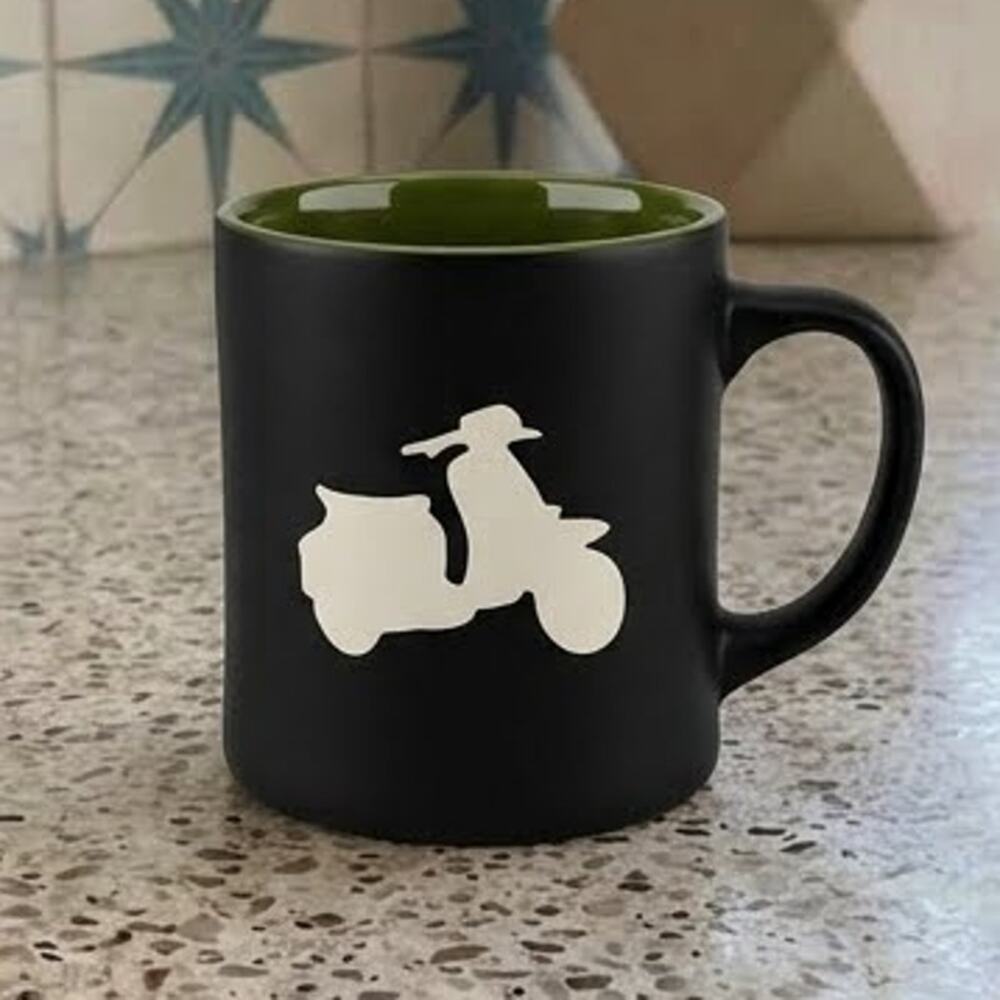 Starbucks 2011 Italian Roast Scooter Black Matte Ceramic Coffee Mug 16 oz